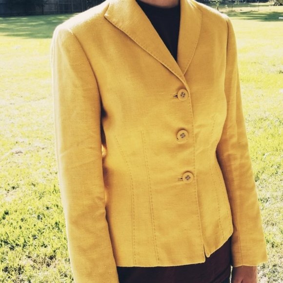 yellow silk blazer